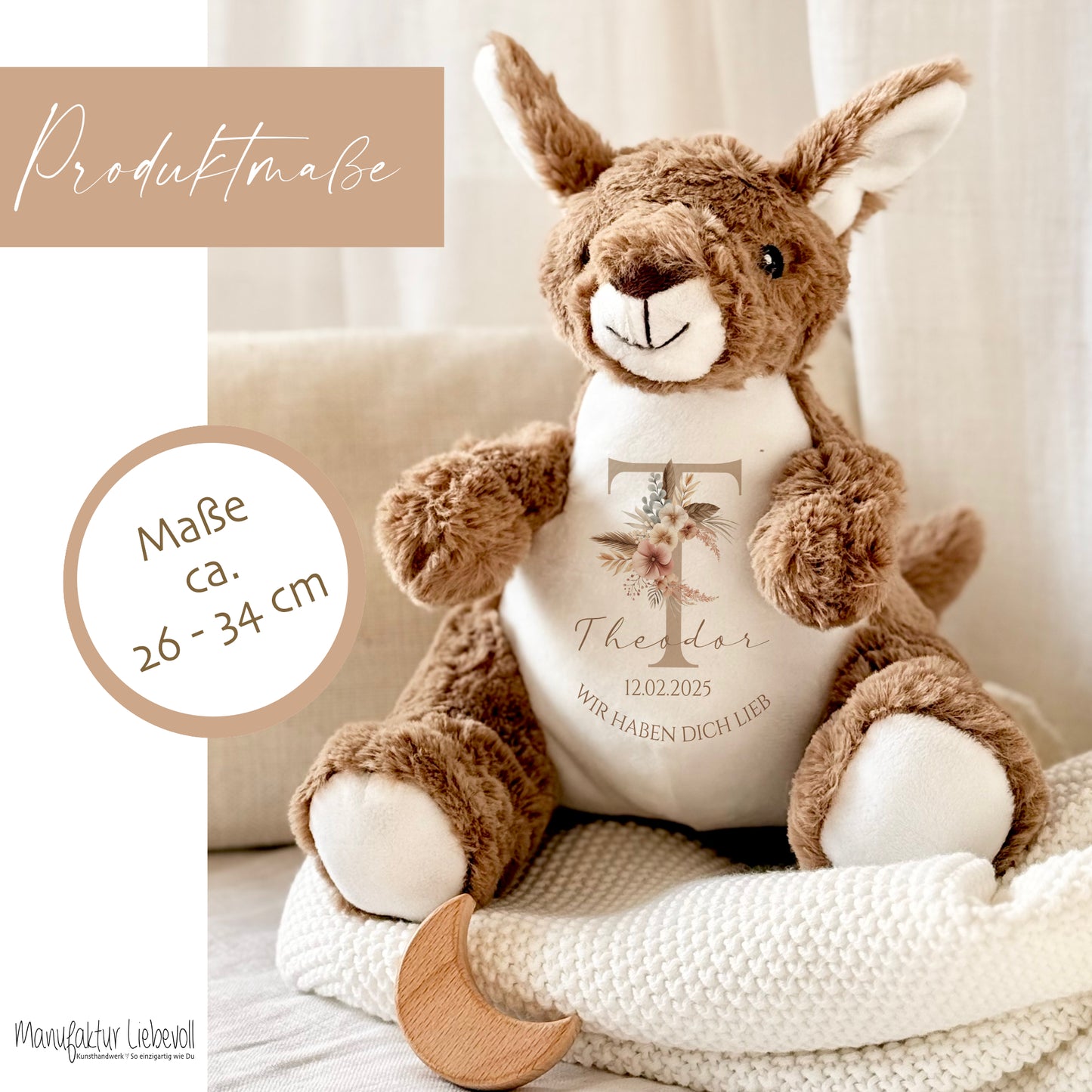 Personalisiertes Plüschtier Namen Datum Spruch Baby Geschenk Geburt Taufe Geburtstag
