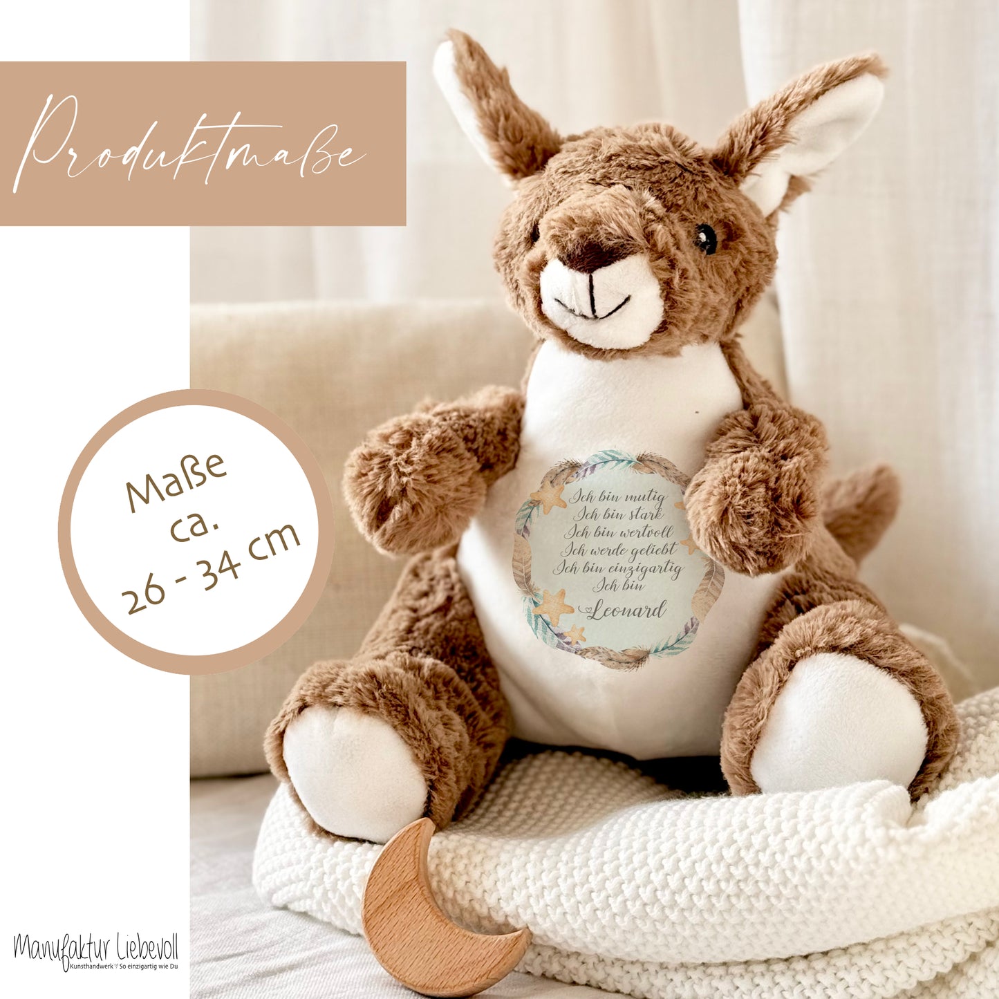 Personalisiertes Plüschtier Namen Geschenk Baby Geburt Taufe Geburtstag mit Affirmation