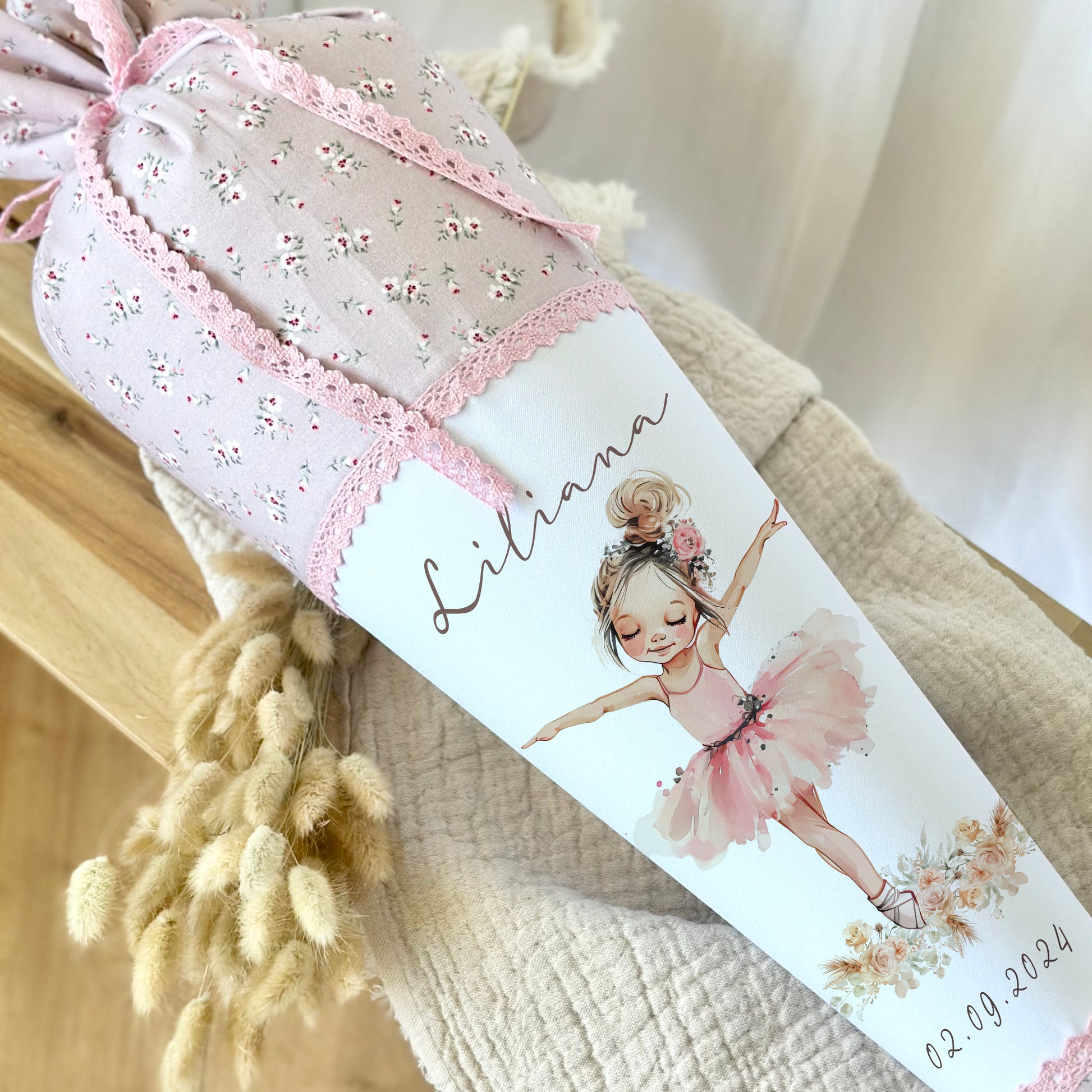 Ballerina Schultüte mit Namen, Zuckertüte für Mädchen