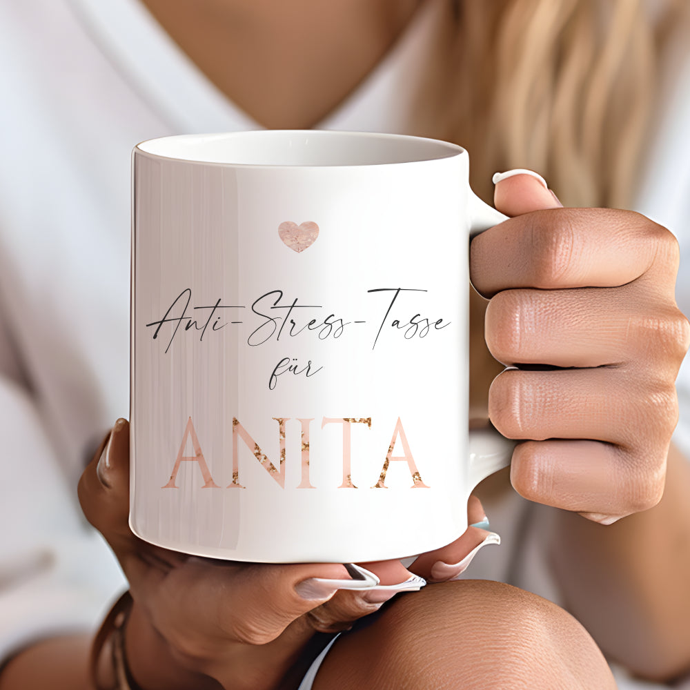 Anti Stress Tasse mit Namen | Kaffeetasse aus Keramik