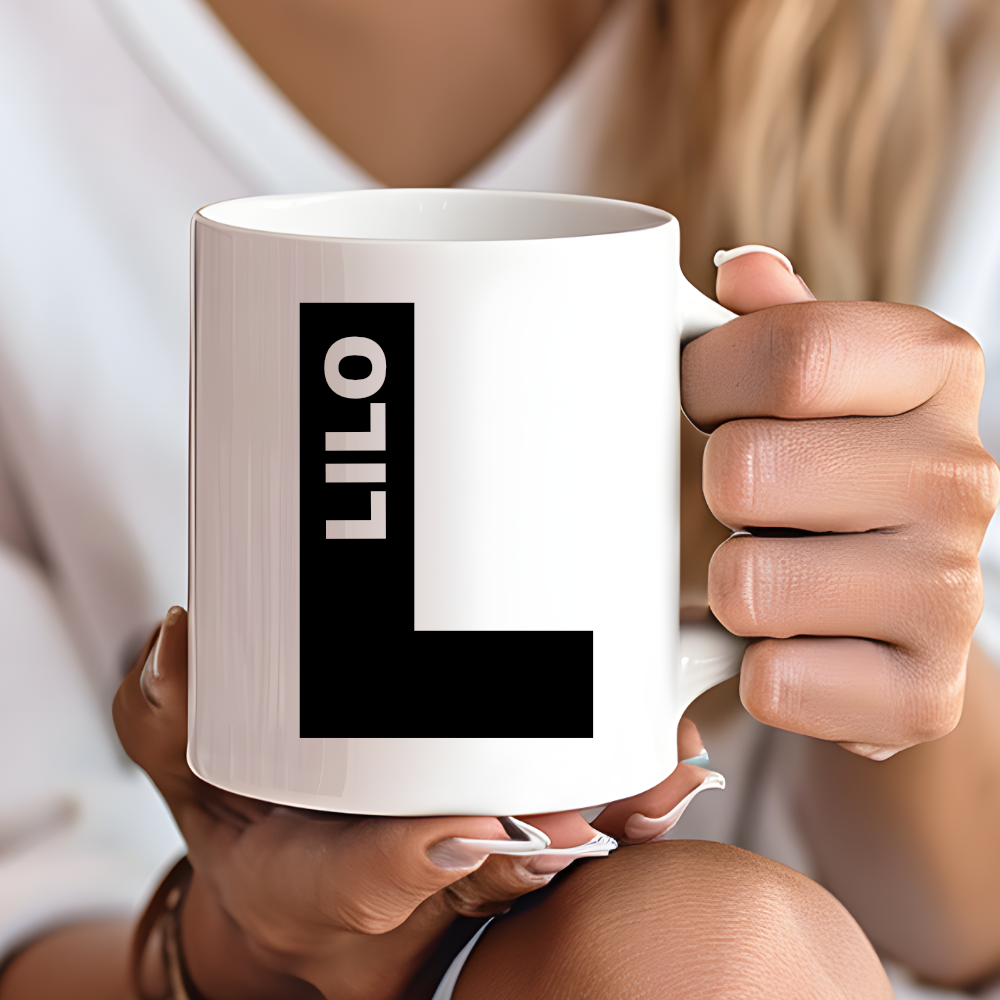 Personalisierte Tasse mit Buchstabe & Name | Keramik Kaffeetasse A–Z