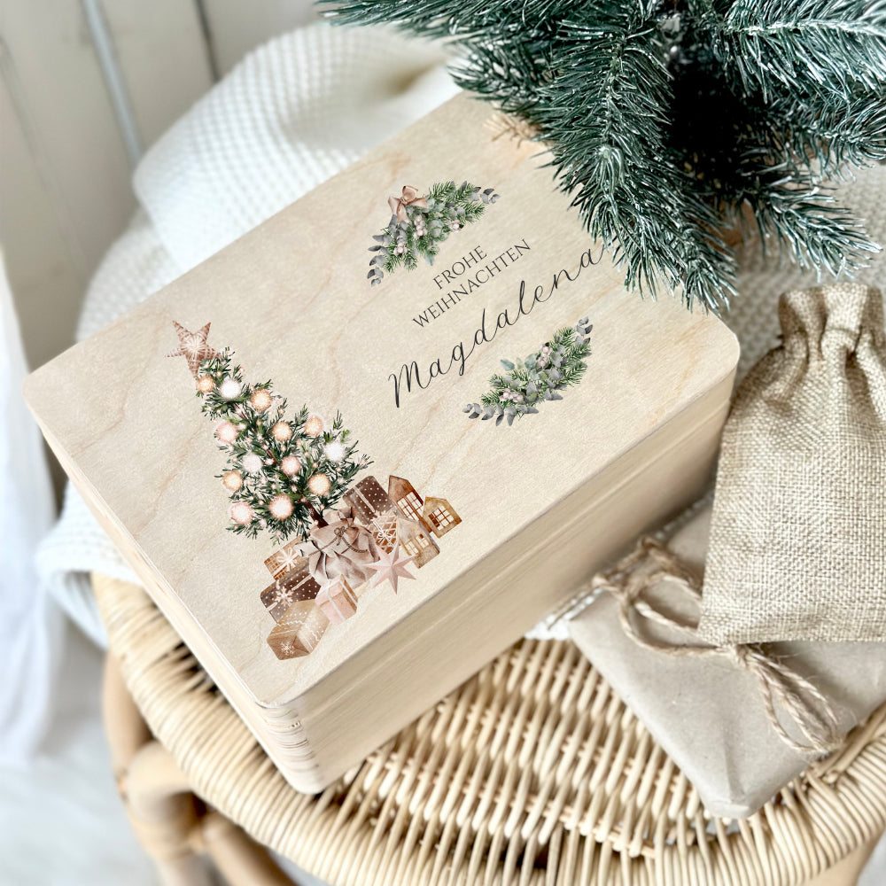 Epakh 4 Weihnachts-Geschenkboxen Mit Deckel – Verschiedene Größen, Rot/rosa, Stapelbar