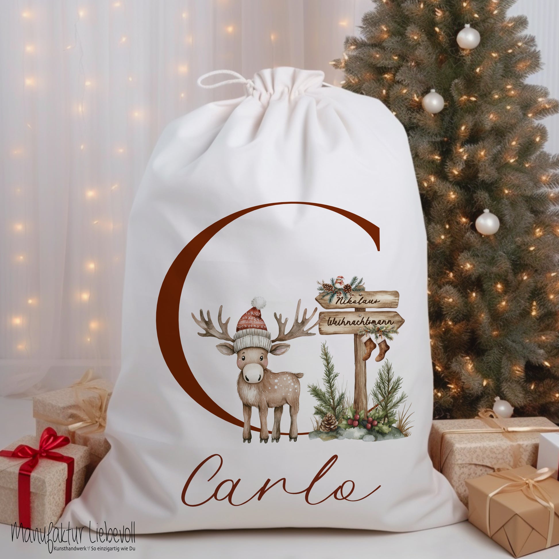 Nikolaussack Weihnachtsmannsack Geschenkesack Name Kinder