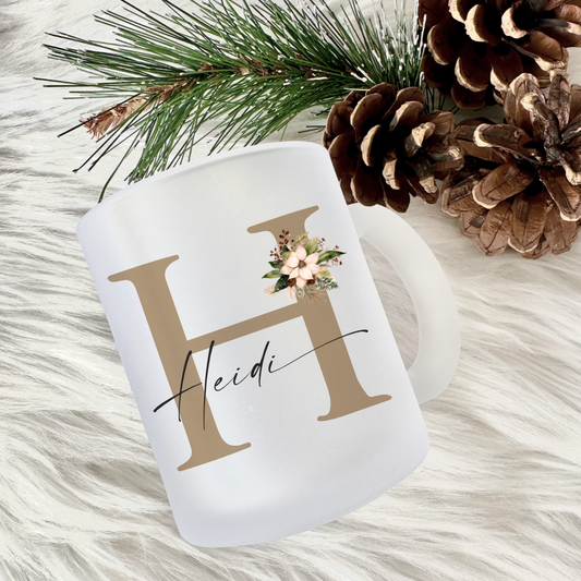 Glastasse mit Namen als Weihnachtsgeschenk für Sie und Ihn