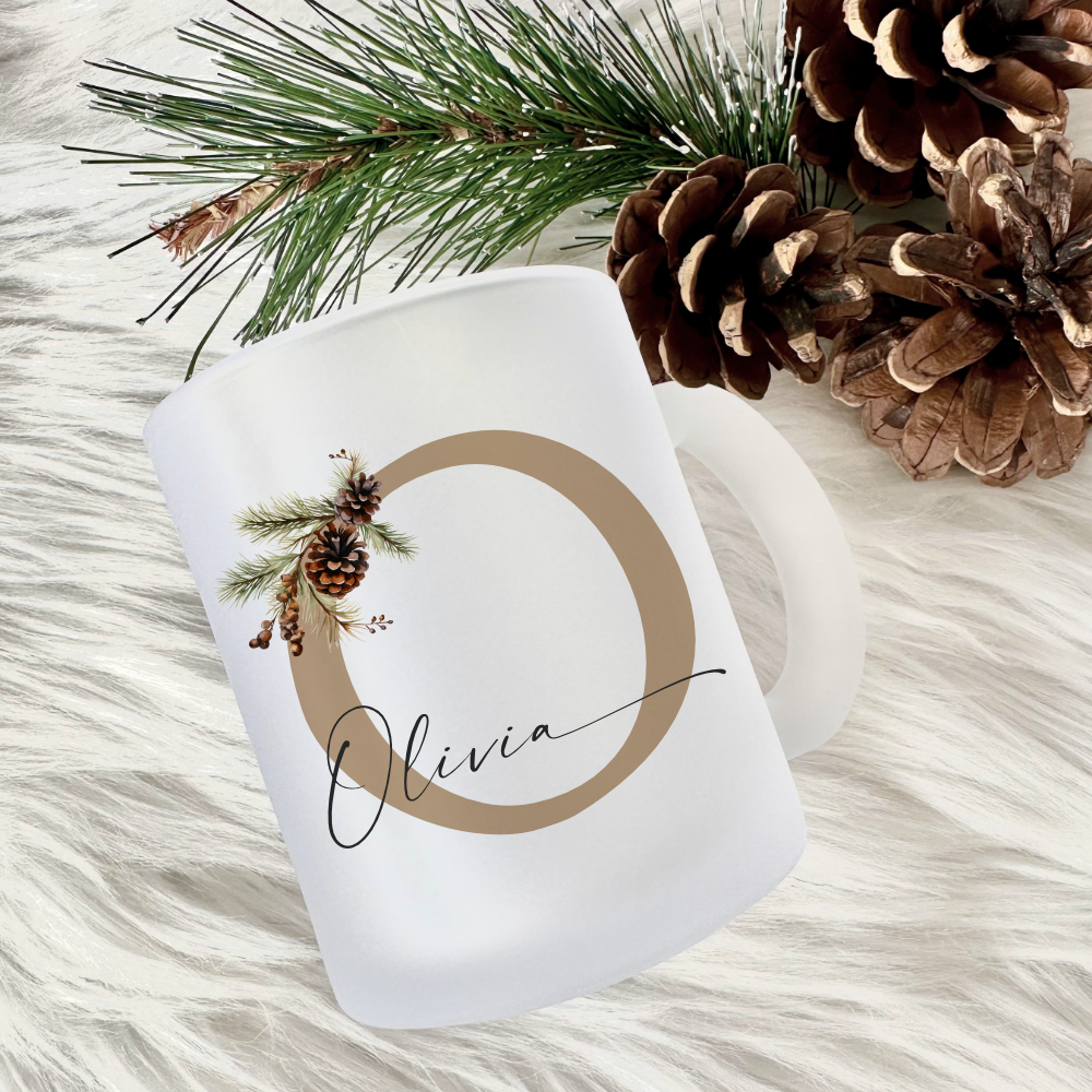 Glas Tasse mit Namen als Weihnachtsgeschenk für Sie und Ihn