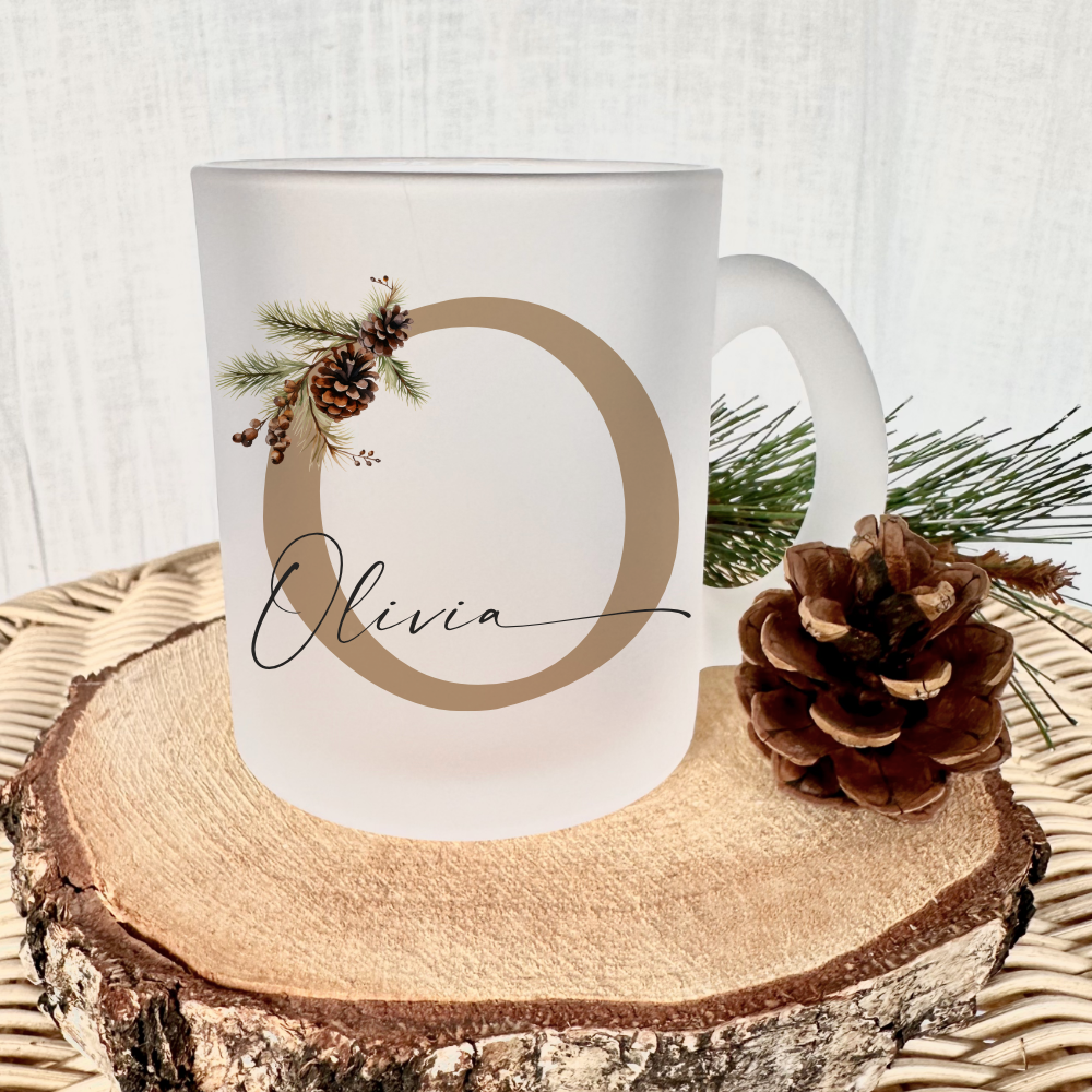 Glas Tasse mit Namen als Weihnachtsgeschenk für Sie und Ihn