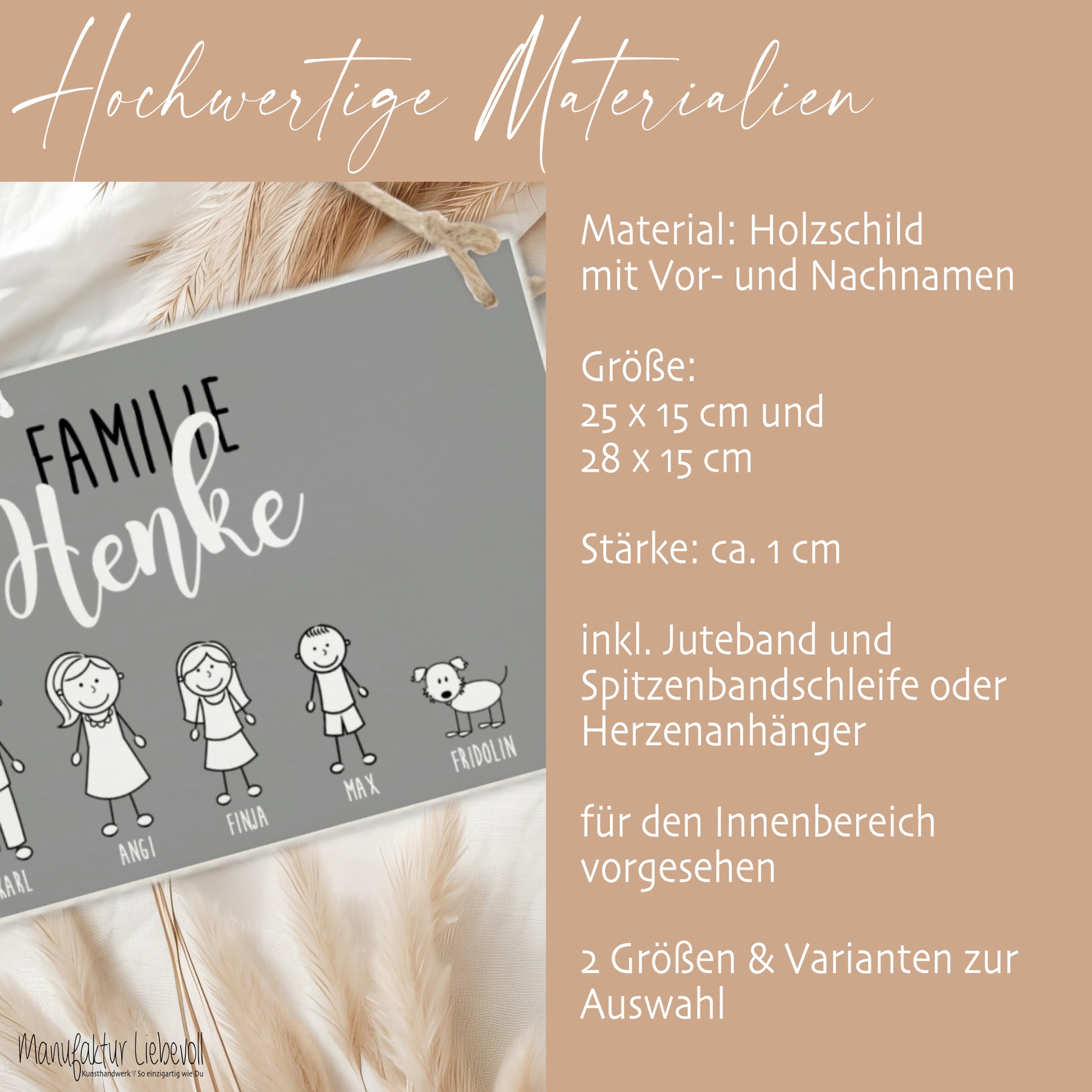 Familien Schild Haustür mit Namen als Geschenk