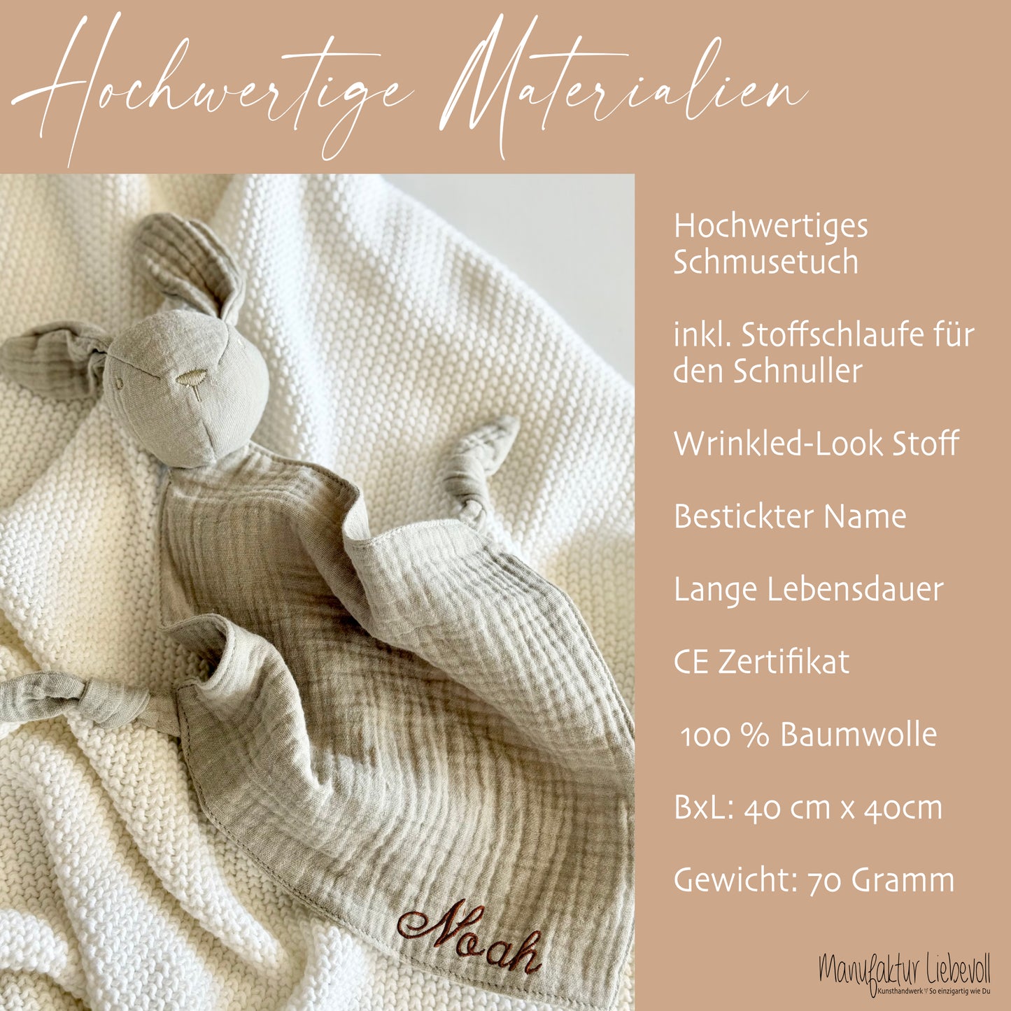 Schnuffeltuch Baby mit Namen Kuscheltuch personalisiert Geschenke Baby Schmusetuch Baby Kuscheltier Hase Babygeschenk