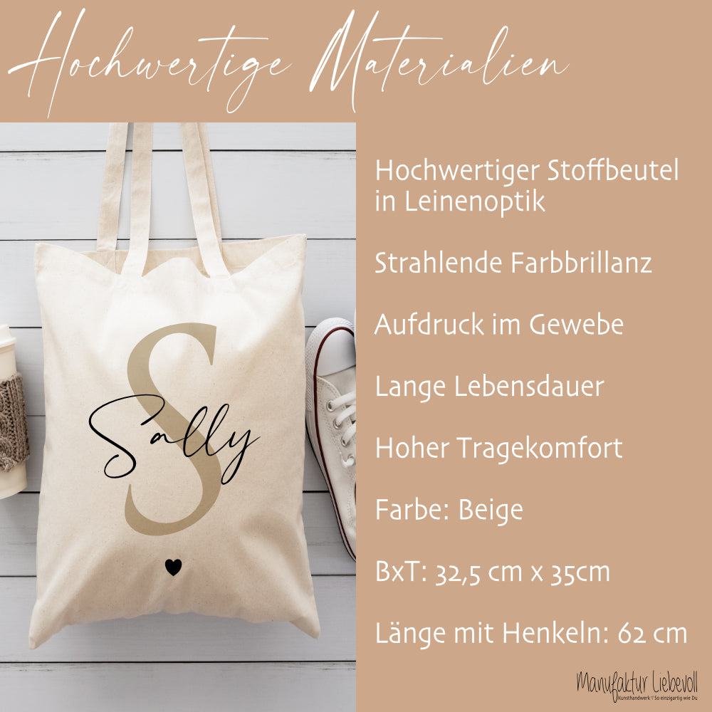 Stoffbeutel mit Namen und Buchstaben personalisiert