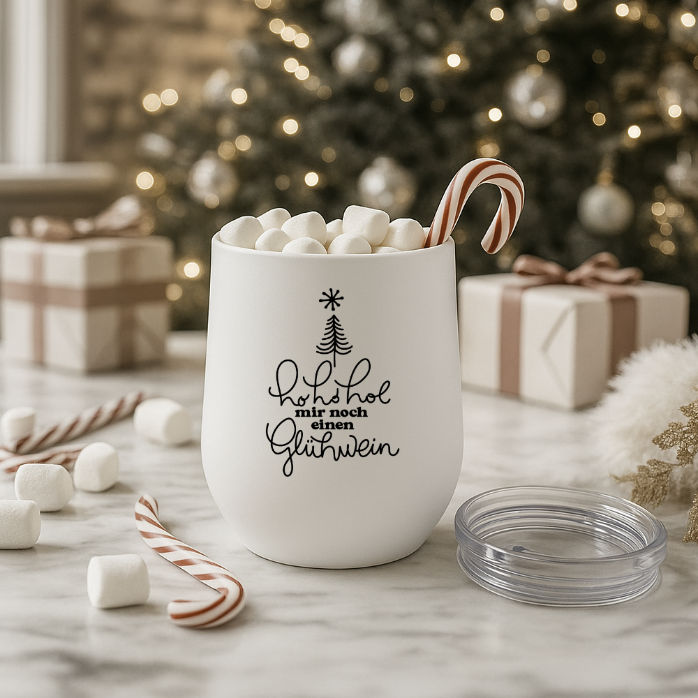 Glühweinbecher Edelstahl mit Deckel – Thermobecher Weihnachten | 350ml, 5 Motive