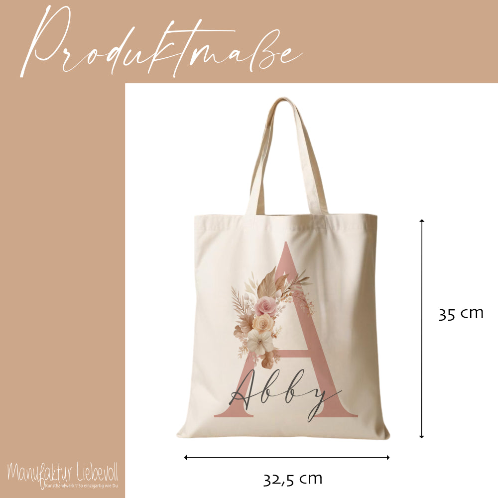 Stoffbeutel mit Namen und Anfangsbuchstaben