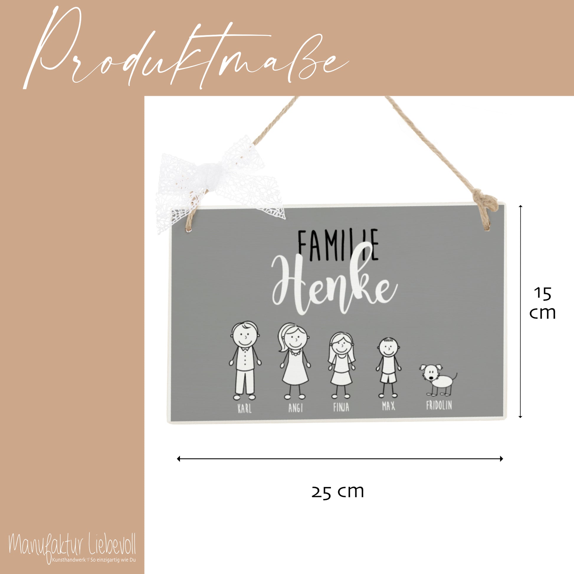 Familien Schild Haustür mit Namen als Geschenk