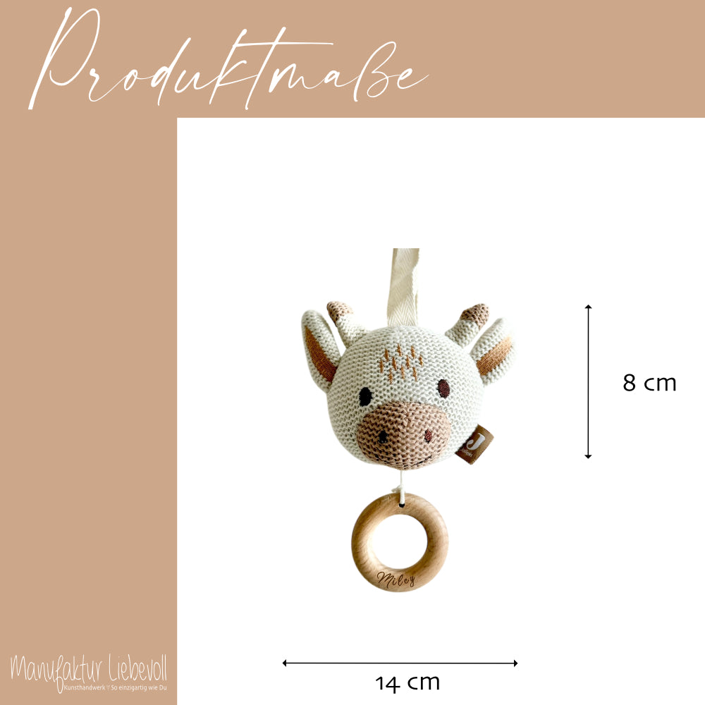 Personalisierte Spieluhr für Babys, Motive: Giraffe, Bär, Fuchs zum Auswählen