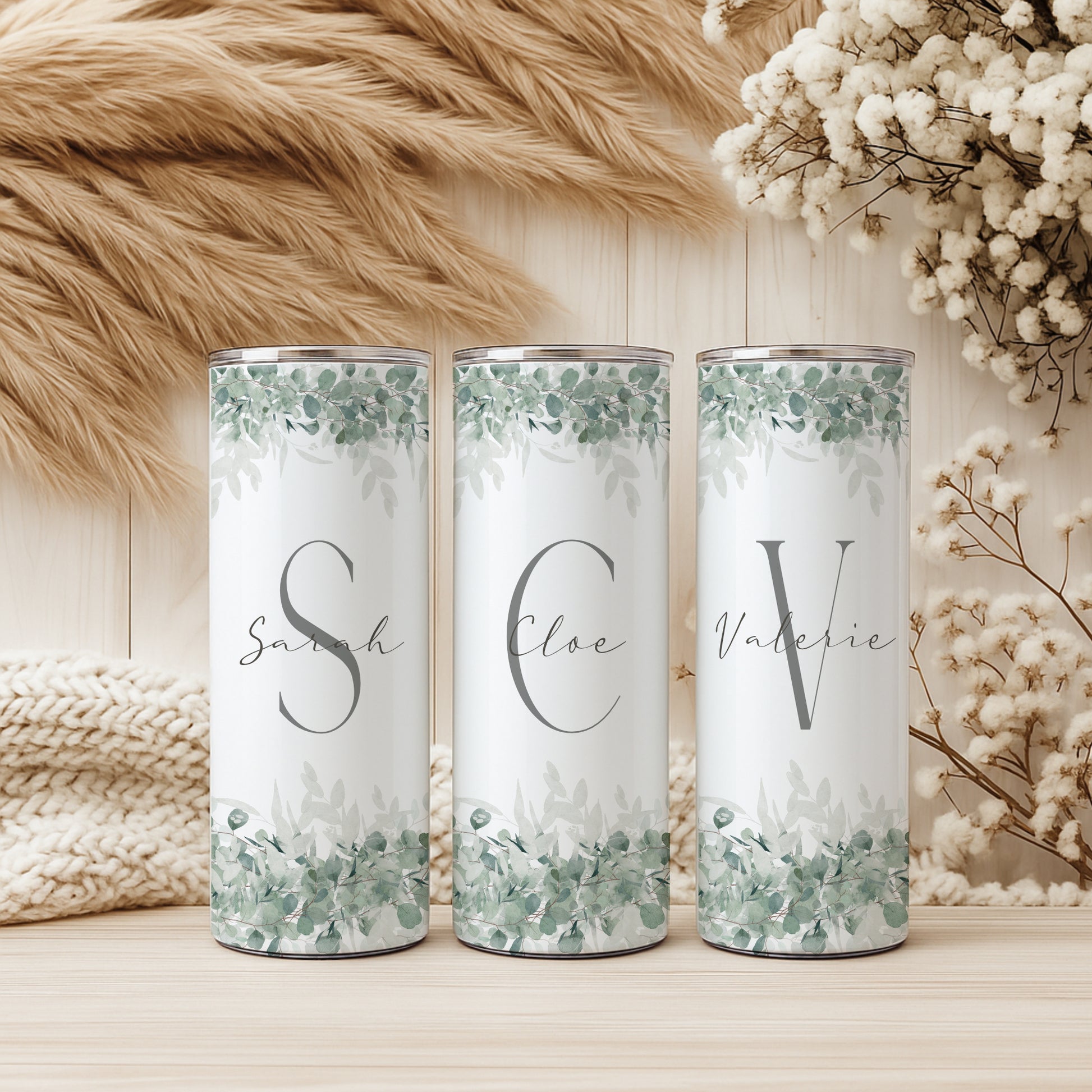 Personalisiertes Glasbecher & Make-up-Tasche Set – 473ml Mit Deckel, Strohhalm & Monogramm | Geschenk Für Frauen