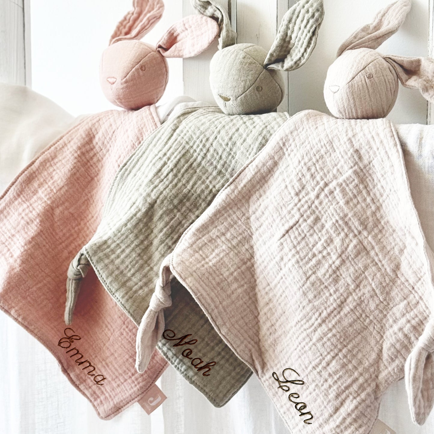 Schnuffeltuch Baby mit Namen Kuscheltuch personalisiert Geschenke Baby Schmusetuch Baby Kuscheltier Hase Babygeschenk
