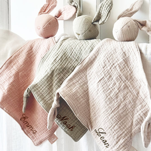 Schnuffeltuch Baby mit Namen Kuscheltuch personalisiert Geschenke Baby Schmusetuch Baby Kuscheltier Hase Babygeschenk
