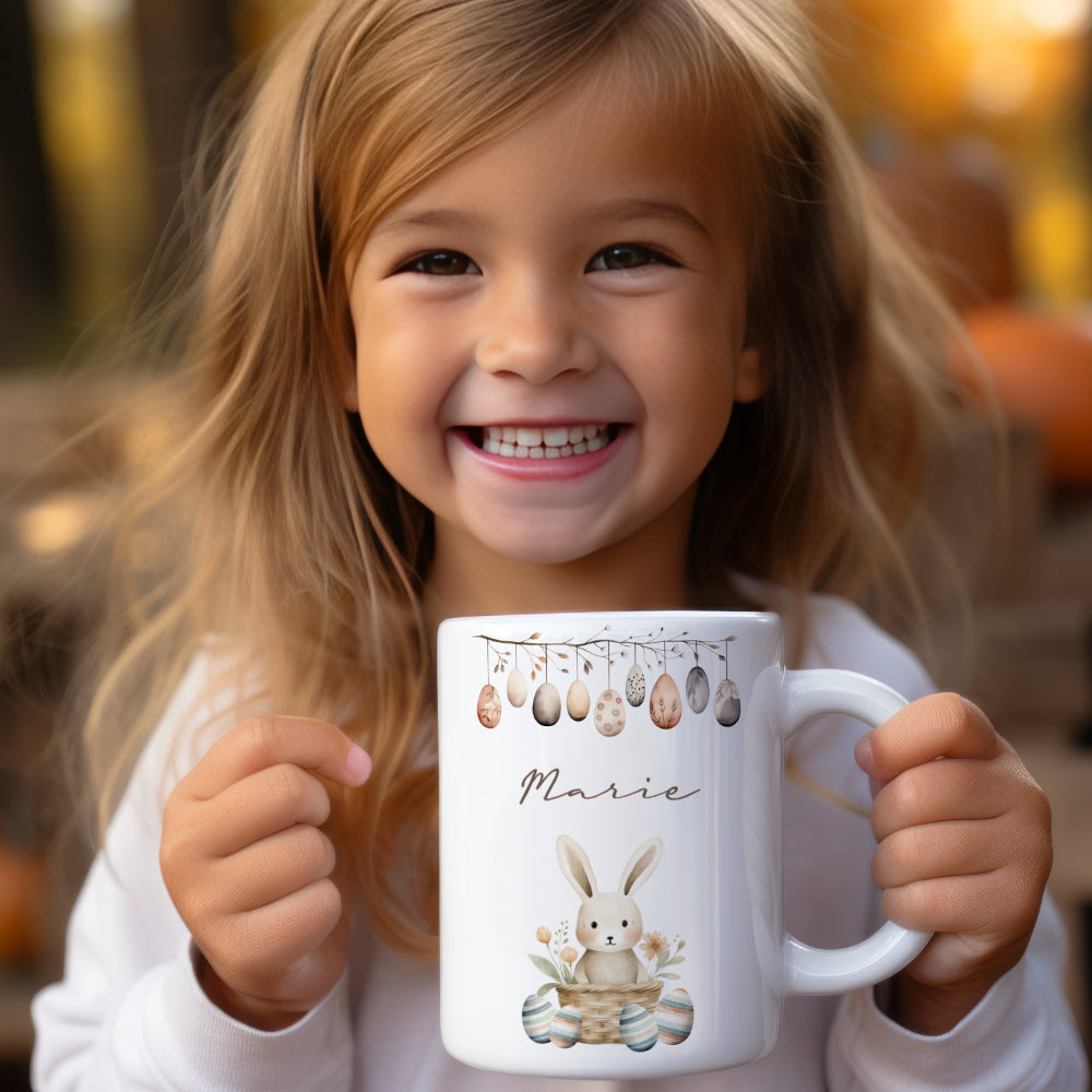 Personalisierte Ostertasse mit Osterhasen, 3 Motive zur Auswahl