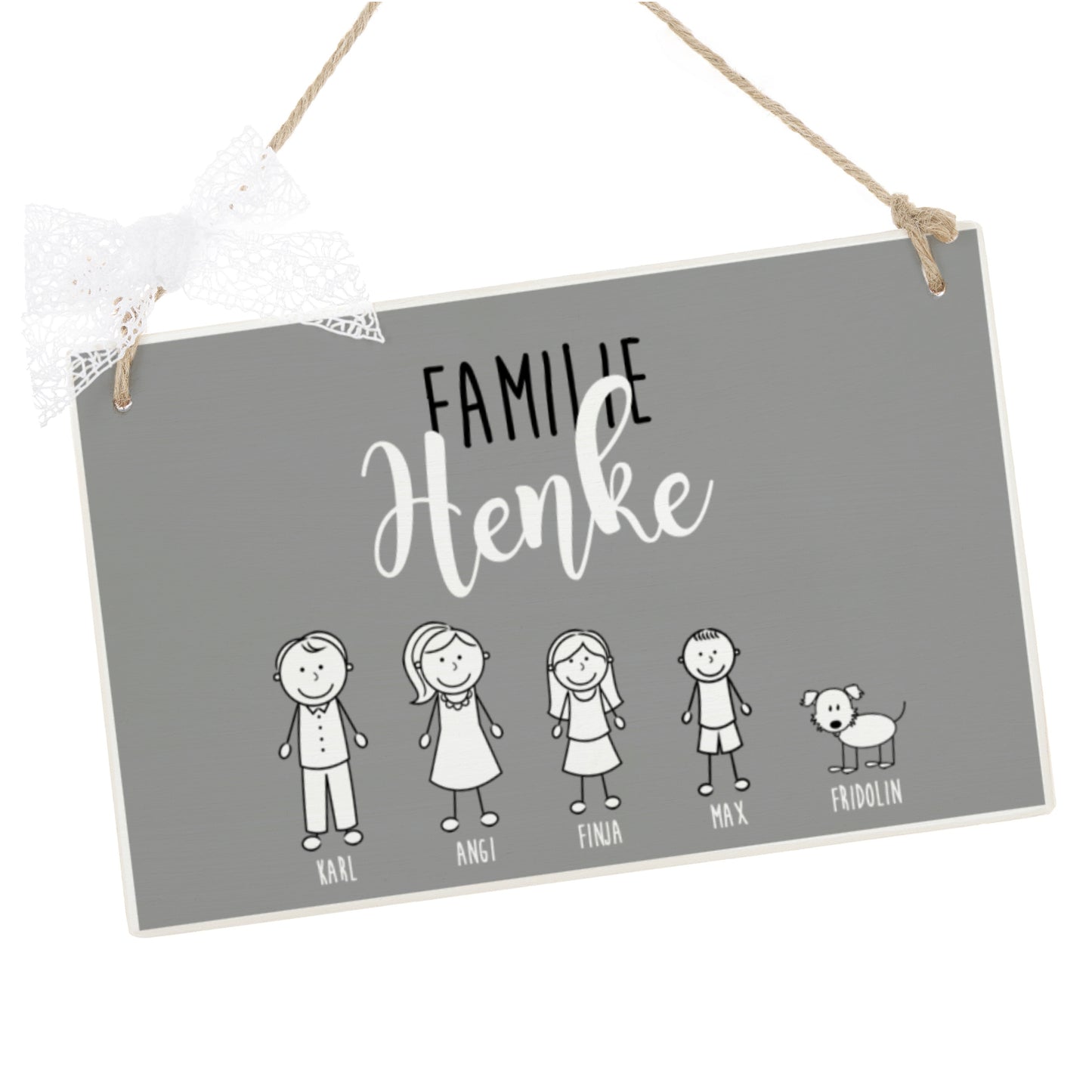Familien Schild Haustür mit Namen als Geschenk