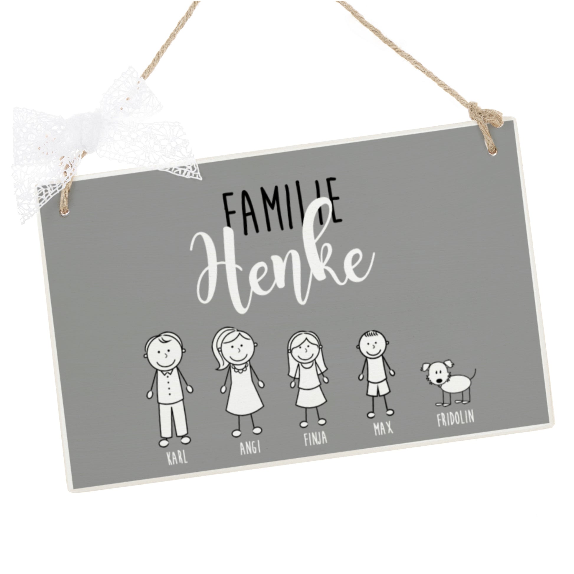 Familien Schild Haustür mit Namen als Geschenk