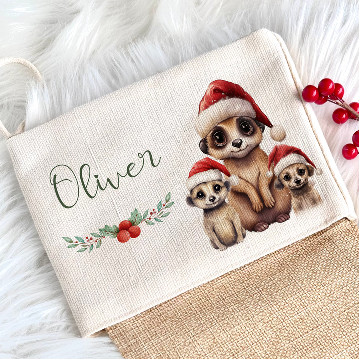 Personalisiert Weihnachtsstrumpf Mit Buchstabe T - Seidensatin Mit Kunstfell In Blau