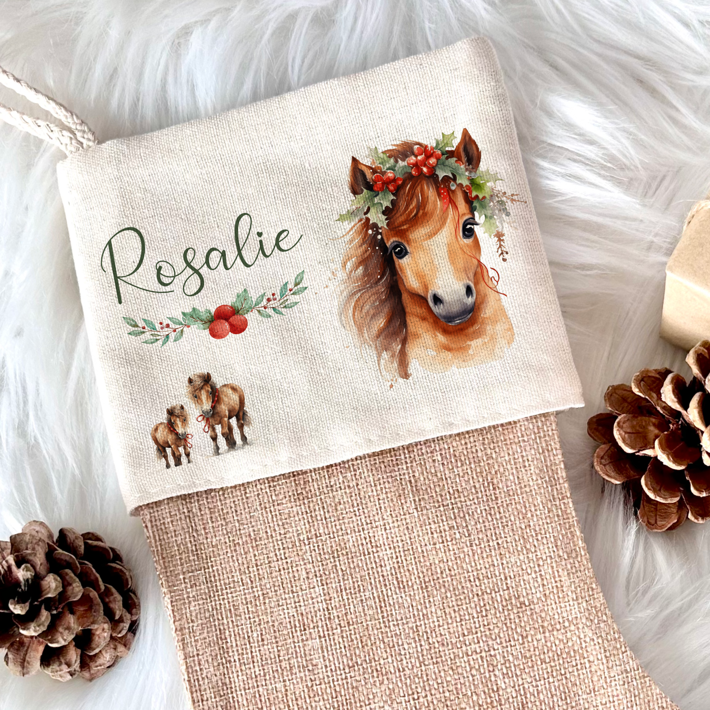 Nikolaussocke Pferd mit Namen als Weihnachtsgeschenk für Kinder