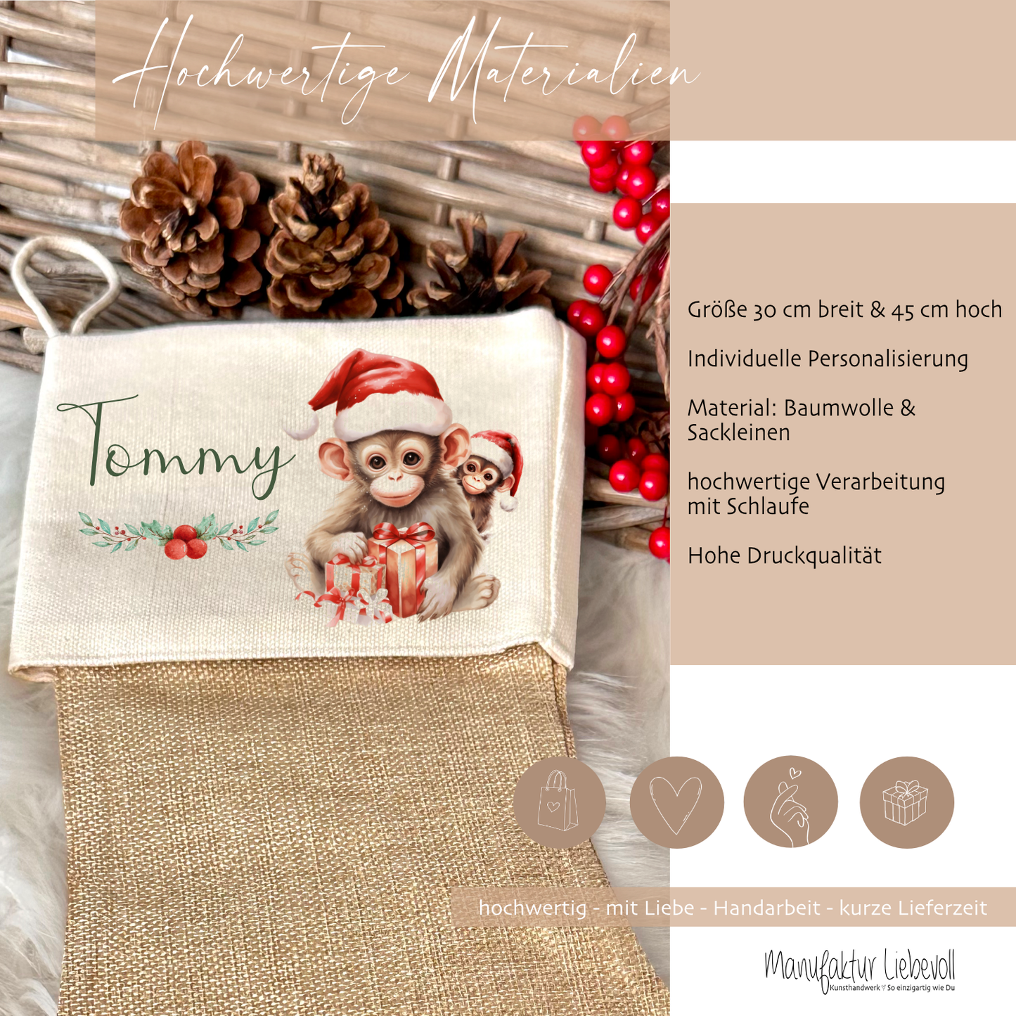 Nikolausstrumpf mit Namen für Mädchen und Jungen als Geschenkidee 