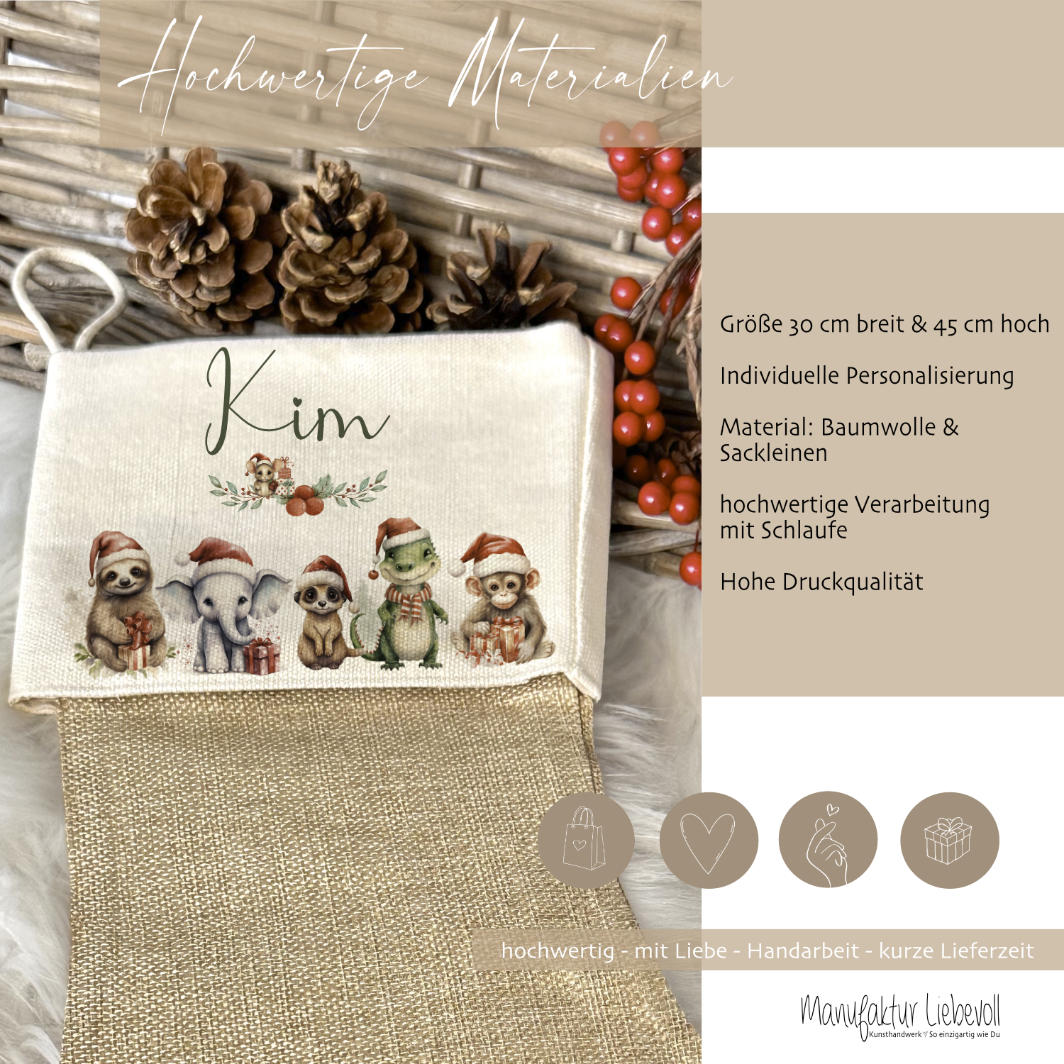 Weihnachtsstrümpfe 45,7 Cm – 4 Stück Mit Schneeflocken-Design Aus Plüsch