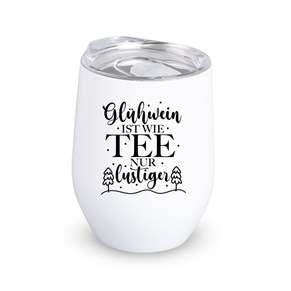 Glühweinbecher Edelstahl mit Deckel – Thermobecher Weihnachten | 350ml, 5 Motive