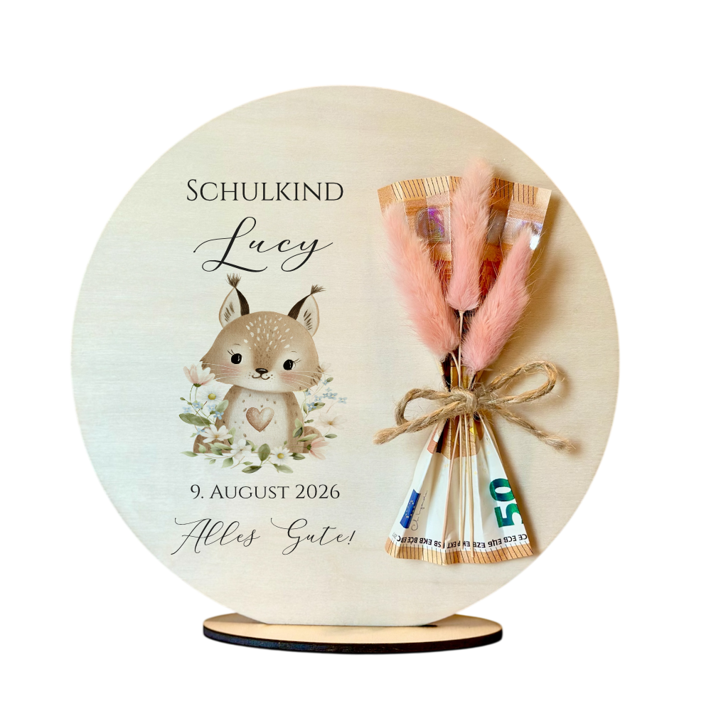Personalisiertes Geldgeschenk zur Einschulung – Holzschild mit Namen als Geldhalter – Originelles Geschenk zum Schulanfang & Einschulungsdeko