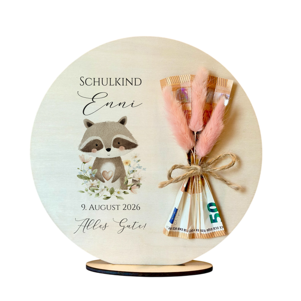 Personalisiertes Geldgeschenk zur Einschulung – Holzschild mit Namen als Geldhalter – Originelles Geschenk zum Schulanfang & Einschulungsdeko