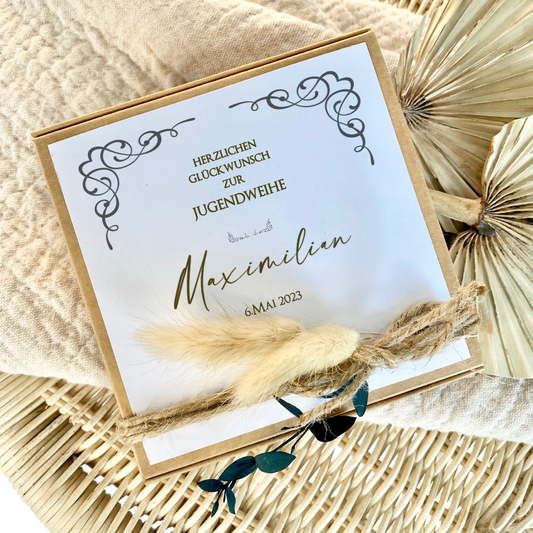 Jugendweihe Geschenk für Jungen mit Namen und Datum