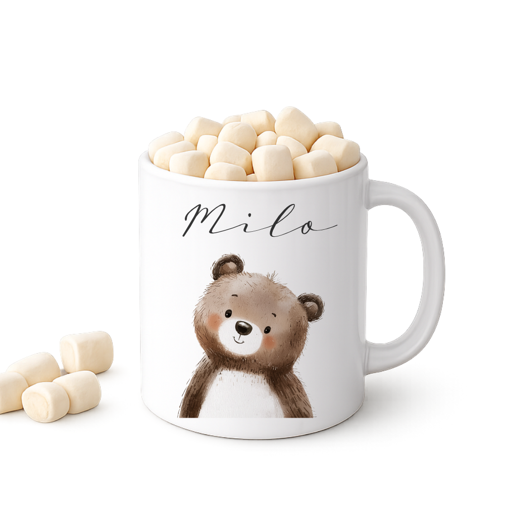 Personalisierte Kindertasse mit Namen – Niedliche Waldtiere