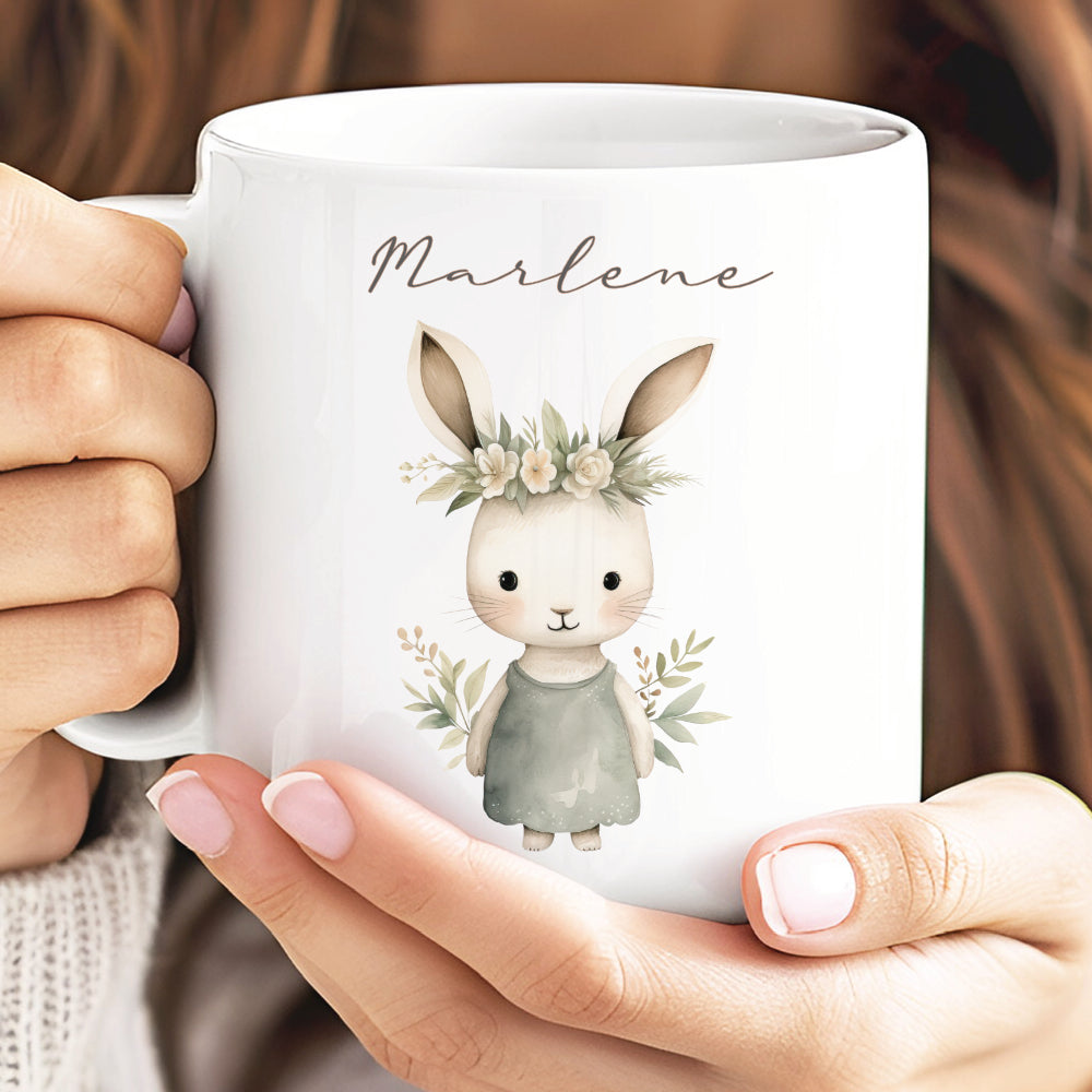 Personalisierte Ostertasse mit Osterhasen, 3 Motive zur Auswahl