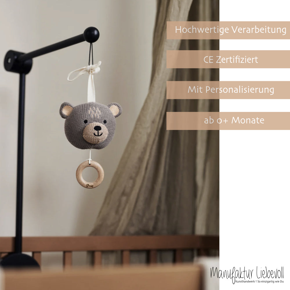 Personalisierte Spieluhr für Babys, Motive: Giraffe, Bär, Fuchs zum Auswählen