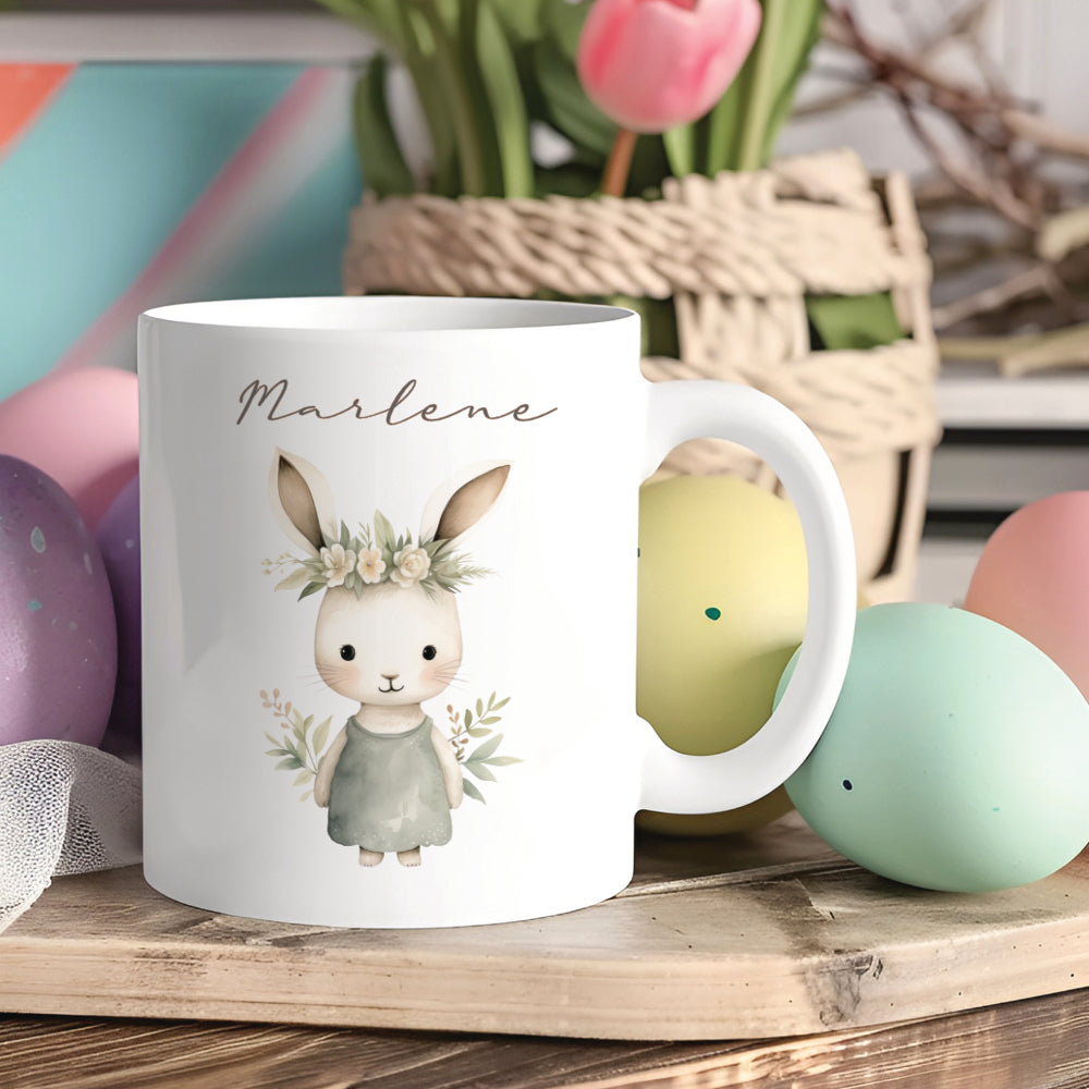 Personalisierte Ostertasse mit Osterhasen, 3 Motive zur Auswahl