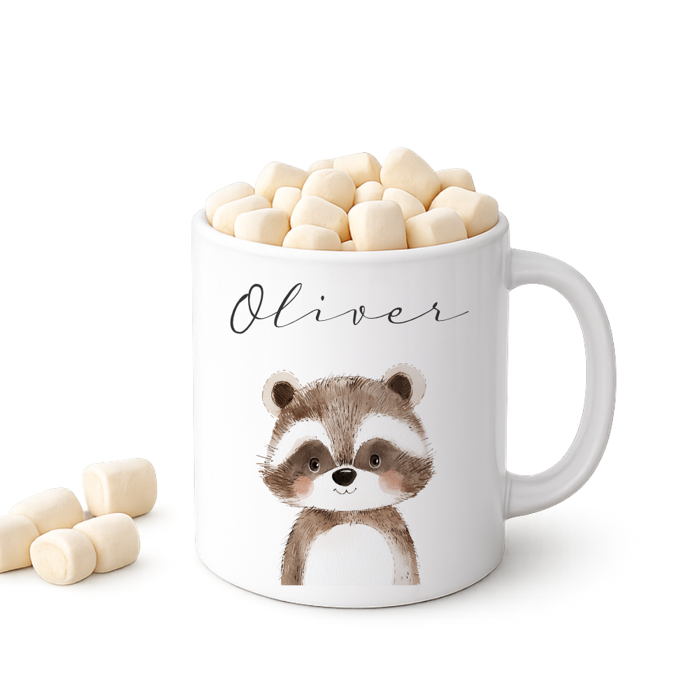 Personalisierte Kindertasse mit Namen – Niedliche Waldtiere