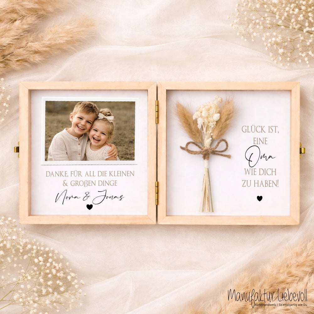 Geschenk Oma Opa personalisiert | Geschenk Uroma Uropa | Geburtstagsgeschenk Großeltern | Fotogeschenk Holzbox I Geschenk Enkelkinder Namen