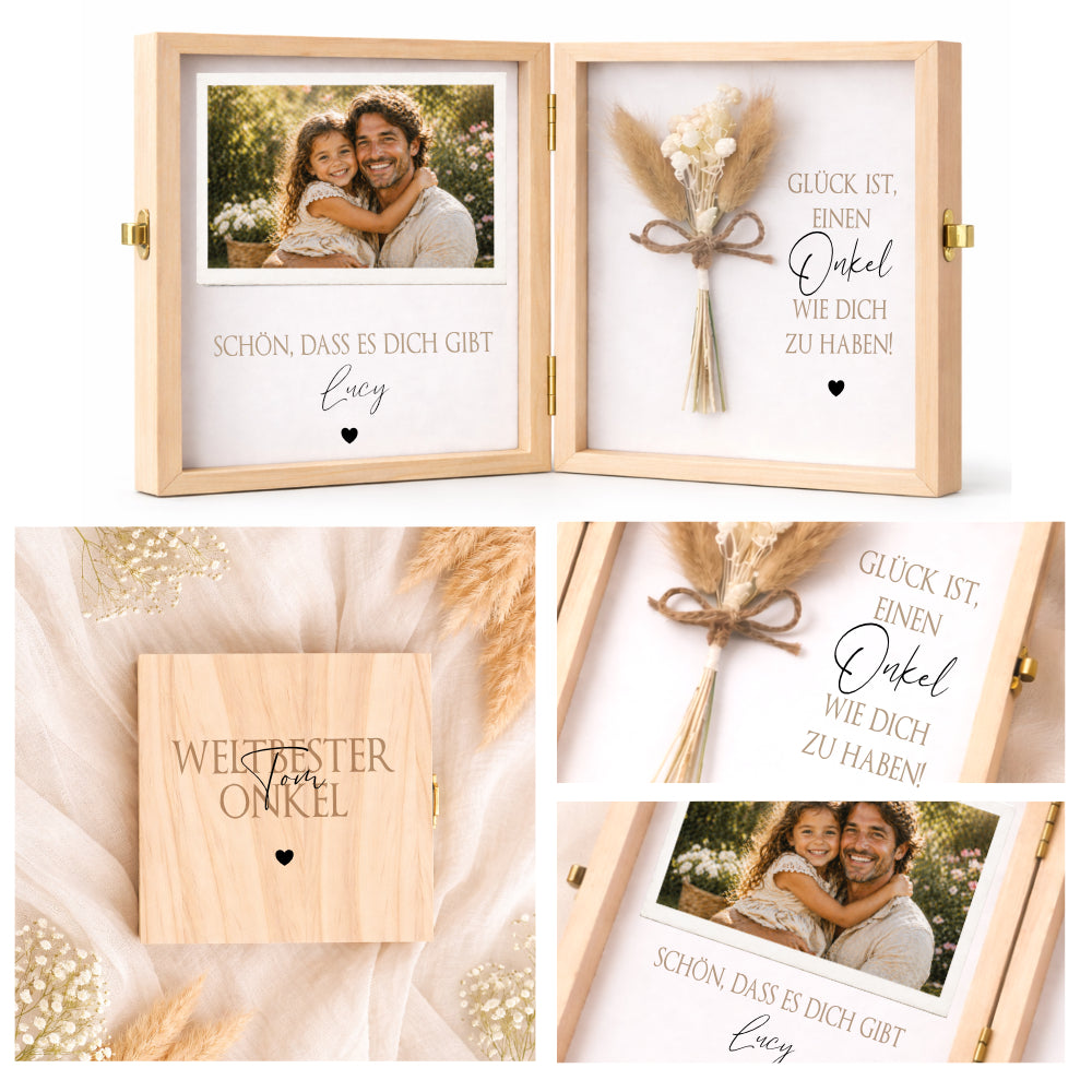 Geschenk Tante Onkel personalisiert | Geburtstagsgeschenk Tante Weihnachten | Nichte Neffe Geschenk Holzbox mit Namen I Onkel Geschenk