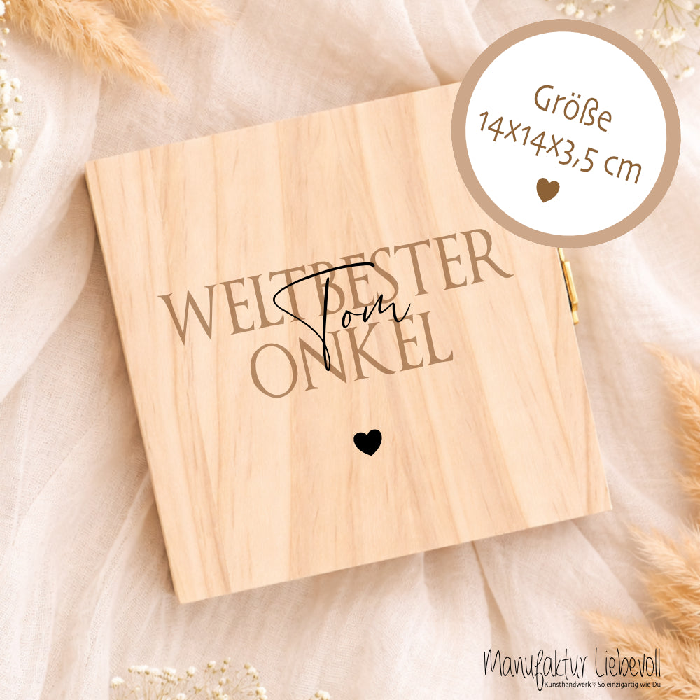 Geschenk Tante Onkel personalisiert | Geburtstagsgeschenk Tante Weihnachten | Nichte Neffe Geschenk Holzbox mit Namen I Onkel Geschenk