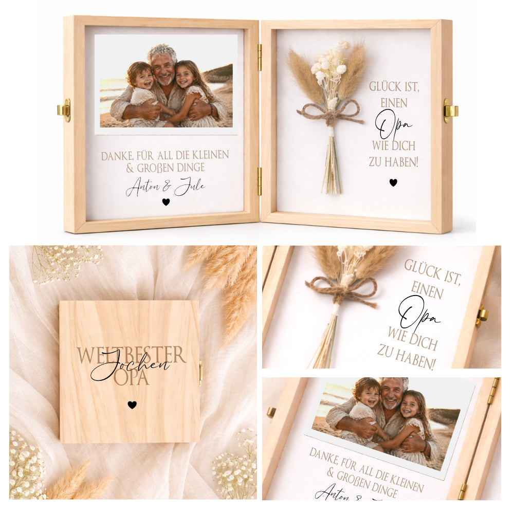 Geschenk Oma Opa personalisiert | Geschenk Uroma Uropa | Geburtstagsgeschenk Großeltern | Fotogeschenk Holzbox I Geschenk Enkelkinder Namen