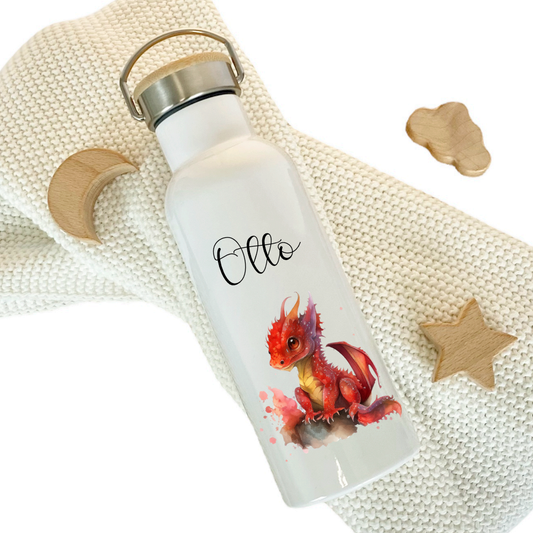 Kinder Trinkflasche Drache mit Namen als Geschenkidee