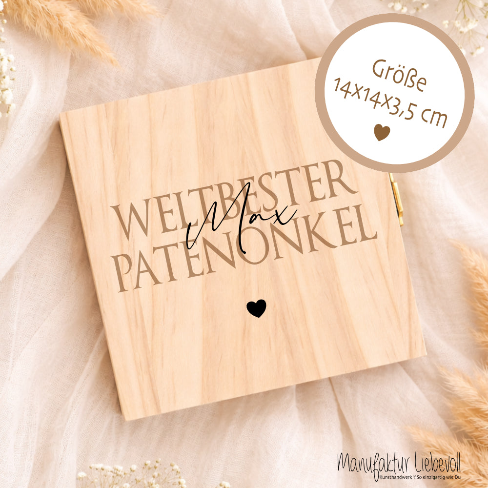 Geschenk Patentante Patenonkel personalisiert | Taufe Geschenk Patentante Patenonkel | Fotogeschenk Holzbox mit Namen Nichte Neffe Geschenk