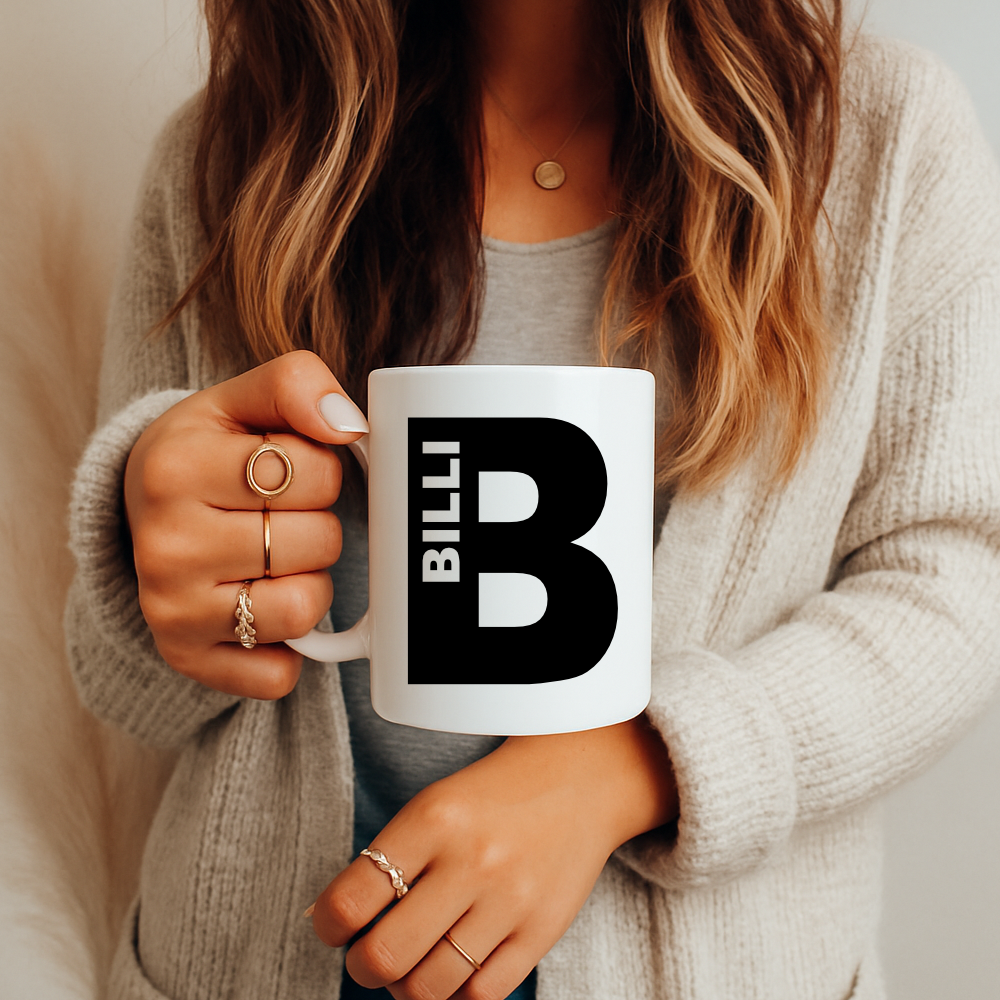 Personalisierte Tasse mit Buchstabe & Name | Keramik Kaffeetasse A–Z