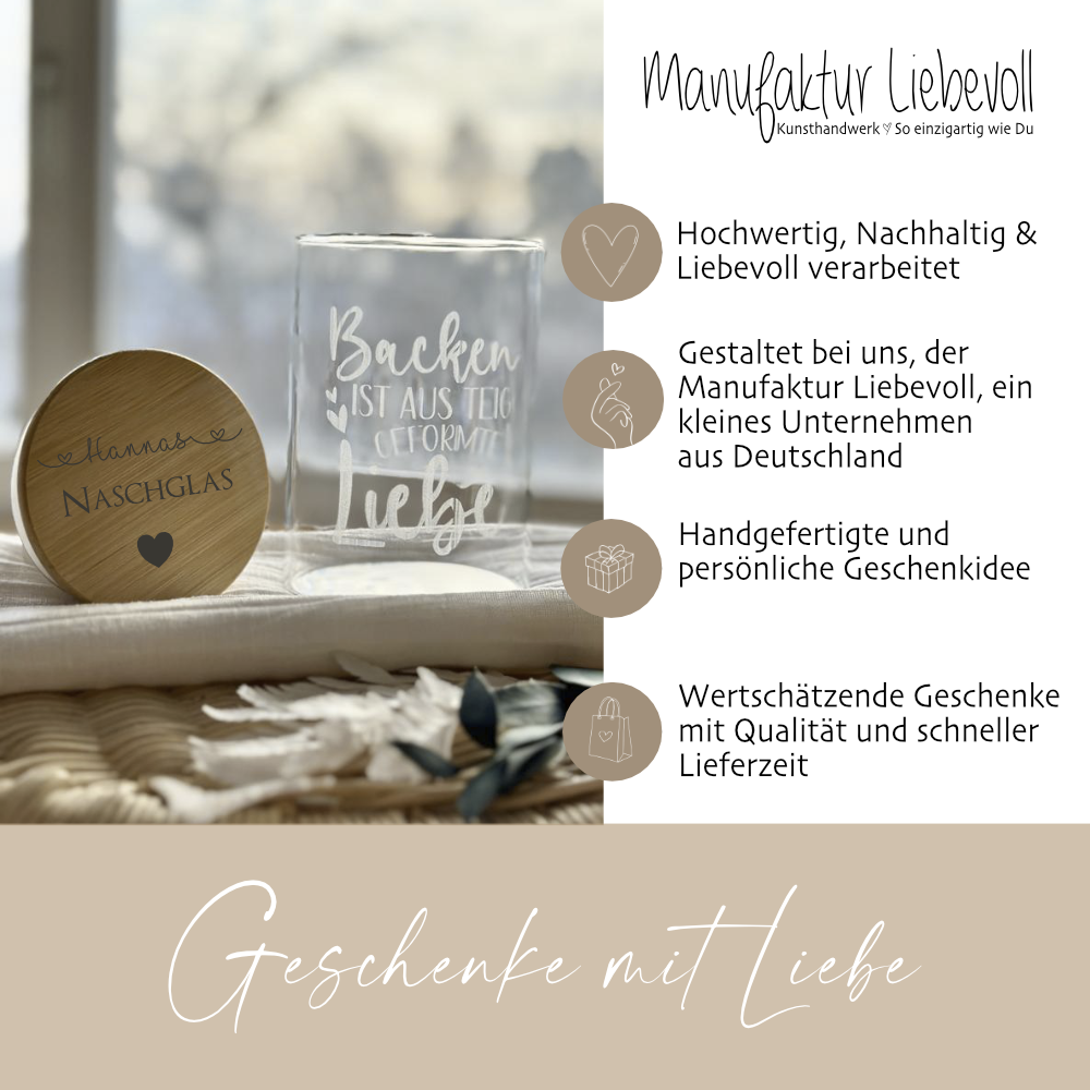 Personalisiertes Naschglas für Plätzchen und Kekse, Keksglas mit Wunschgravur