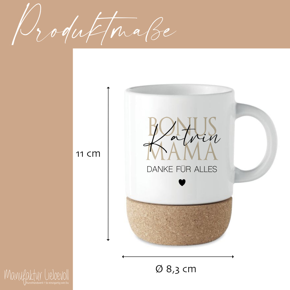 Geschenk Tasse Bonus Mama I Bonus Papa personalisierte Tasse für Stiefmama, Stiefpapa I Wunschtext Tasse mit Namen Geburtstag als Dankeschön