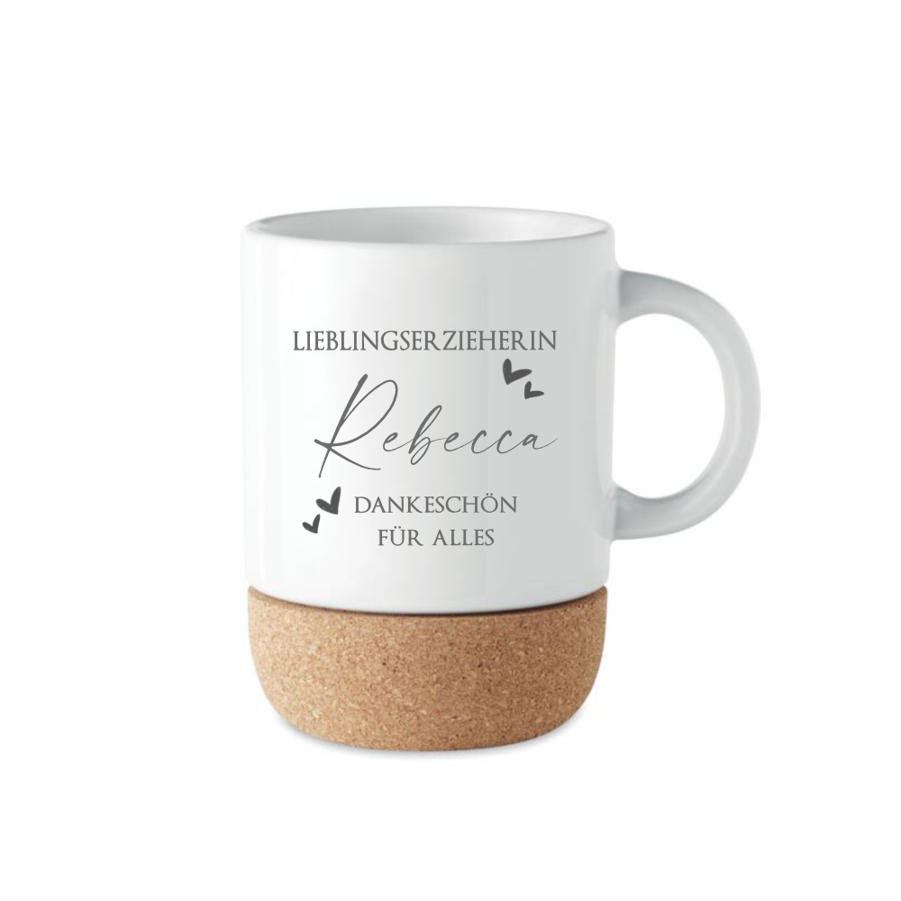 Tasse mit Namen und Spruch für die Erzieherin