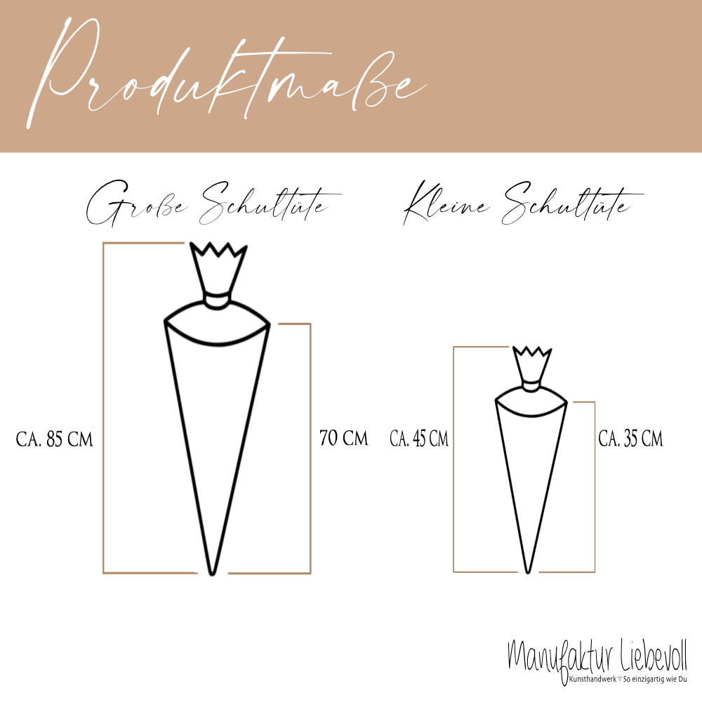 Personalisierte Stoff Schultüte mit Namen – Süße Waldtiere Motive & Boho-Details – Handgemacht zur Einschulung