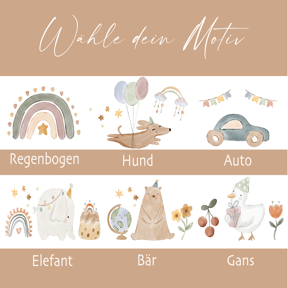 Personalisierte Spardose für Kinder aus Keramik mit Bambusdeckel – mit Namen – 6 Motive