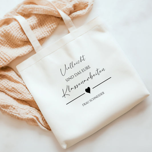 Stoffbeutel "Klassenarbeiten" Abschiedsgeschenk Lehrerin Tasche mit Namen Lehrerin Geschenk Geburtstag