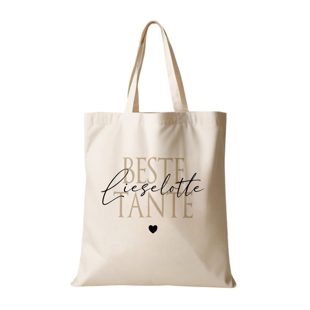 Personalisierter Stoffbeutel, 3 Motive: Beste Tante, Beste Patentante, Wunschtext